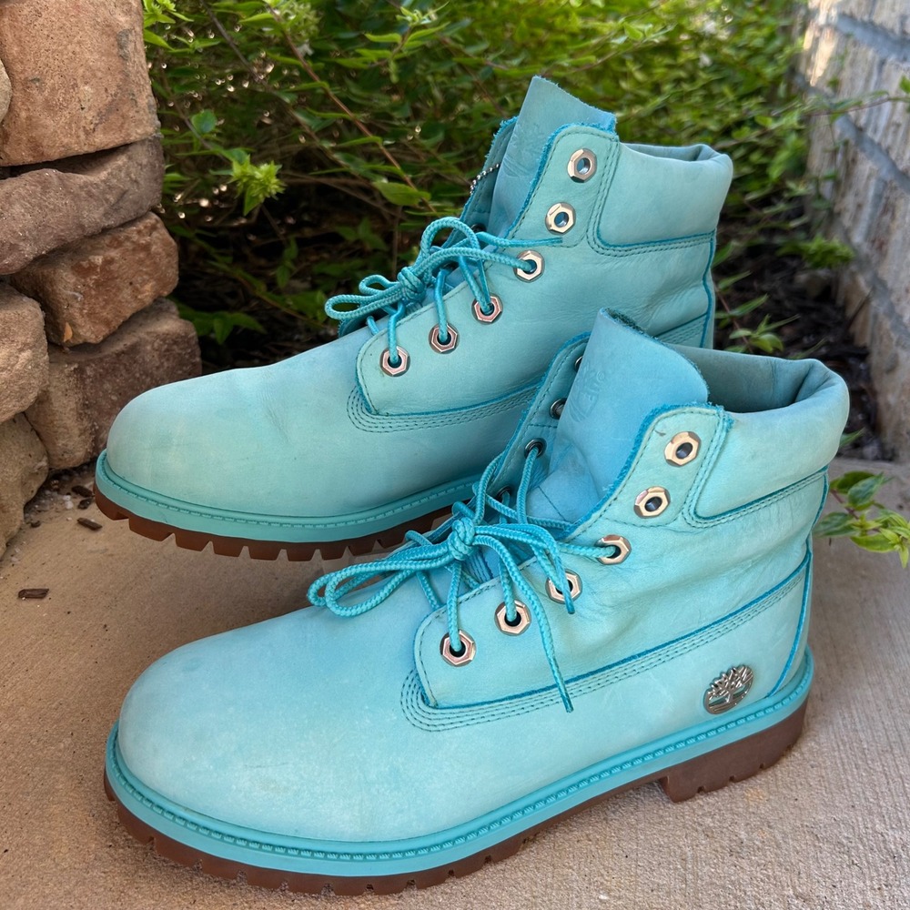 Timberland 6 Inch Premium Waterproof Boots Light Blue Nubuck A1KRZ Mens 7